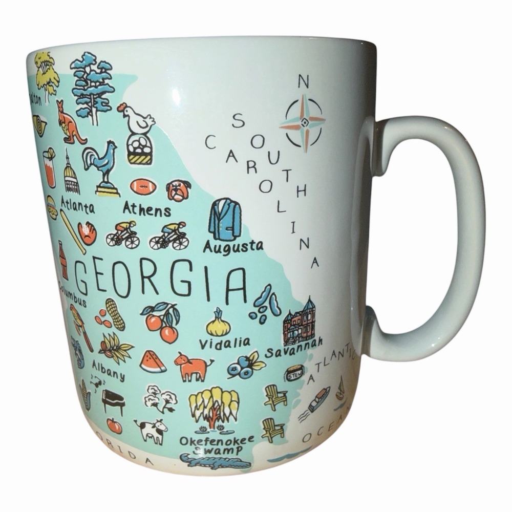 222 Fifth Mug Georgia  Labeled Map "My Place" Collection 28 Oz Extra Large Cup